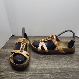 Betula By Birkenstock Womens 7 Narrow Jeweled Snakeskin Strap Sandals